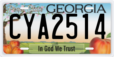 GA license plate CYA2514