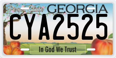 GA license plate CYA2525