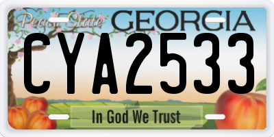 GA license plate CYA2533