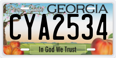 GA license plate CYA2534