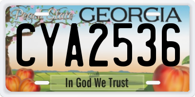 GA license plate CYA2536