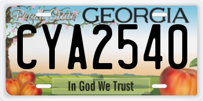 GA license plate CYA2540