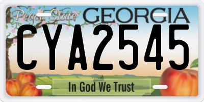 GA license plate CYA2545