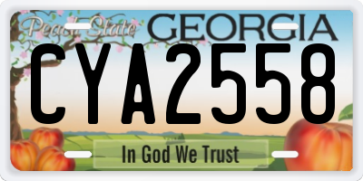 GA license plate CYA2558