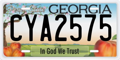GA license plate CYA2575