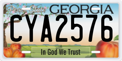 GA license plate CYA2576
