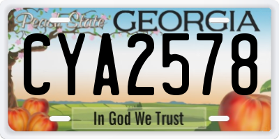 GA license plate CYA2578