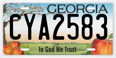 GA license plate CYA2583