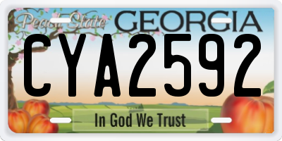 GA license plate CYA2592