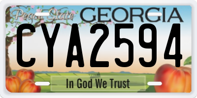 GA license plate CYA2594