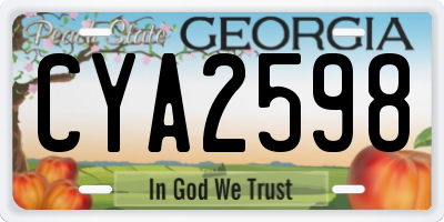 GA license plate CYA2598