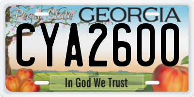 GA license plate CYA2600