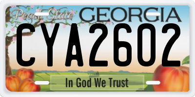 GA license plate CYA2602