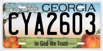 GA license plate CYA2603