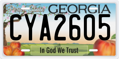 GA license plate CYA2605