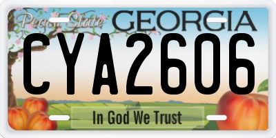 GA license plate CYA2606