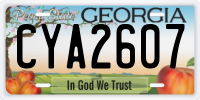 GA license plate CYA2607