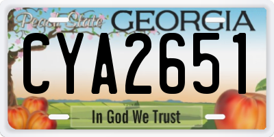 GA license plate CYA2651