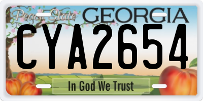 GA license plate CYA2654