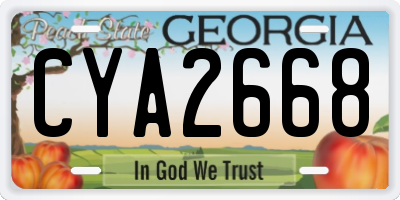 GA license plate CYA2668