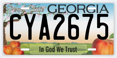 GA license plate CYA2675