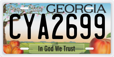 GA license plate CYA2699