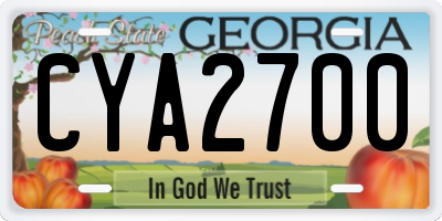 GA license plate CYA2700