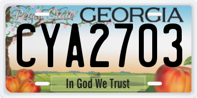GA license plate CYA2703