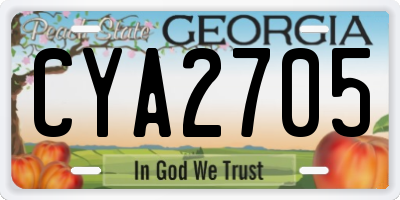 GA license plate CYA2705