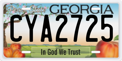 GA license plate CYA2725