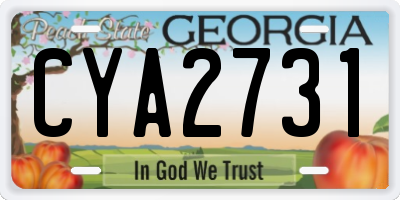 GA license plate CYA2731