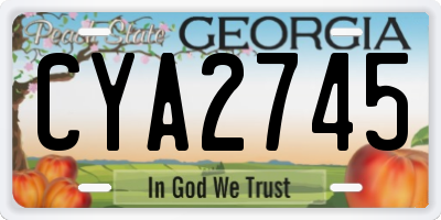 GA license plate CYA2745