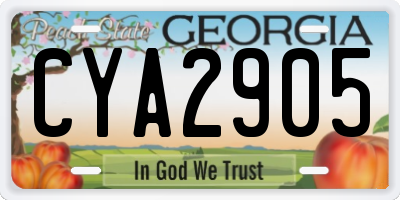 GA license plate CYA2905