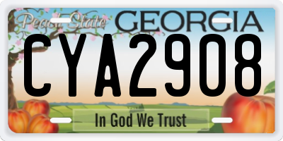 GA license plate CYA2908