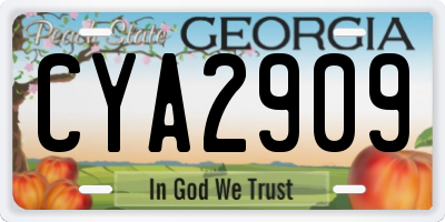GA license plate CYA2909