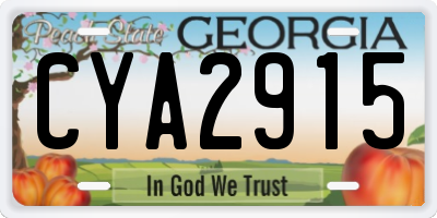 GA license plate CYA2915