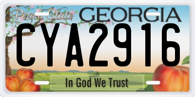 GA license plate CYA2916