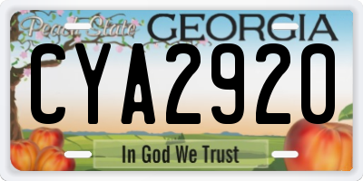 GA license plate CYA2920