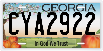 GA license plate CYA2922