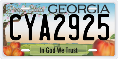 GA license plate CYA2925