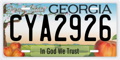 GA license plate CYA2926