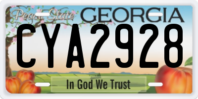 GA license plate CYA2928