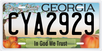 GA license plate CYA2929