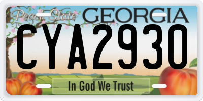 GA license plate CYA2930