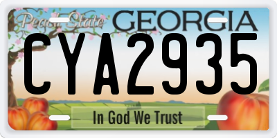 GA license plate CYA2935