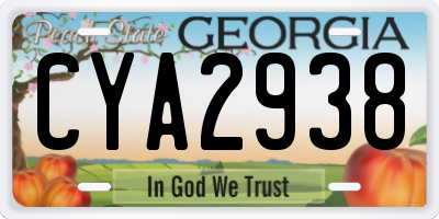 GA license plate CYA2938