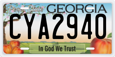 GA license plate CYA2940
