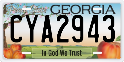GA license plate CYA2943