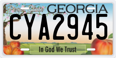 GA license plate CYA2945