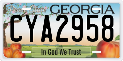 GA license plate CYA2958